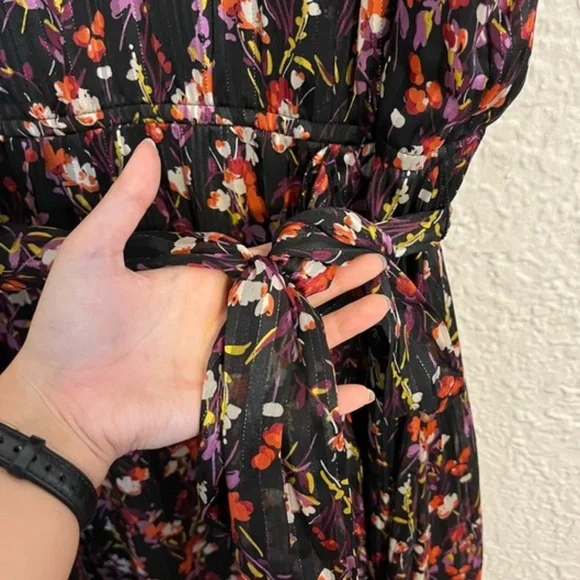 Lane Bryant Brand Black Multi Ditsy Floral Shimmer Maxi Dress + size 20 in EUC - Picture 8 of 16